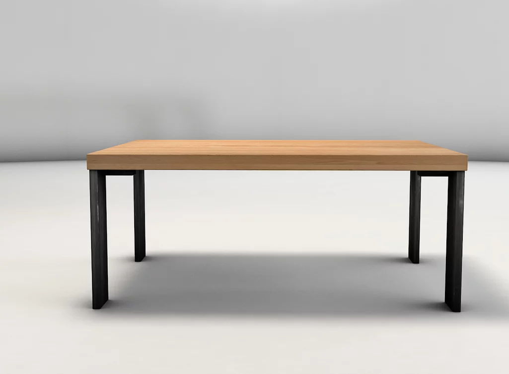 Buchenholz Couchtisch nach Maß mit massiven Metallbeinen gefertigt Buchenholz Couchtisch nach Maß mit massiven Metallbeinen gefertigt