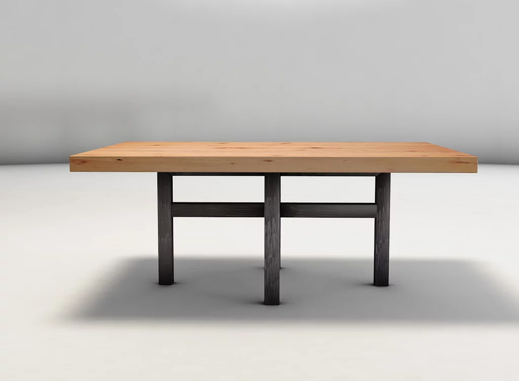 Couchtisch mit Metallgestell und Holzplatte aus massiver Buche nach Maß