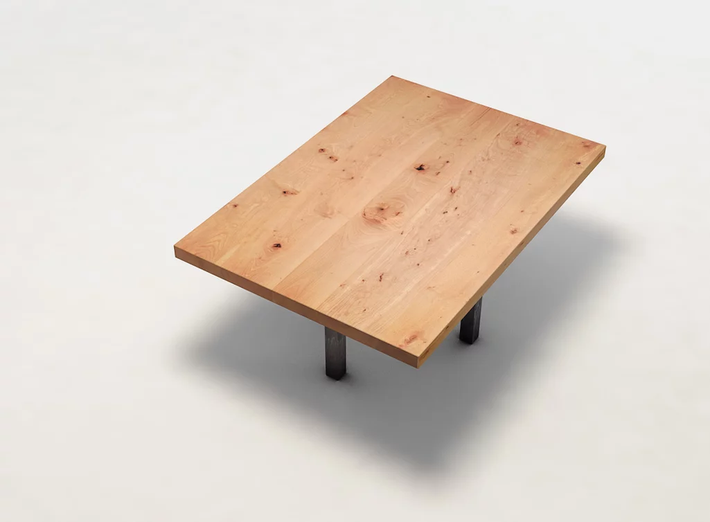 Couchtisch mit Metallrahmen überkreuzt und Buche Tischplatte mit Astanteil - CPA899-C
