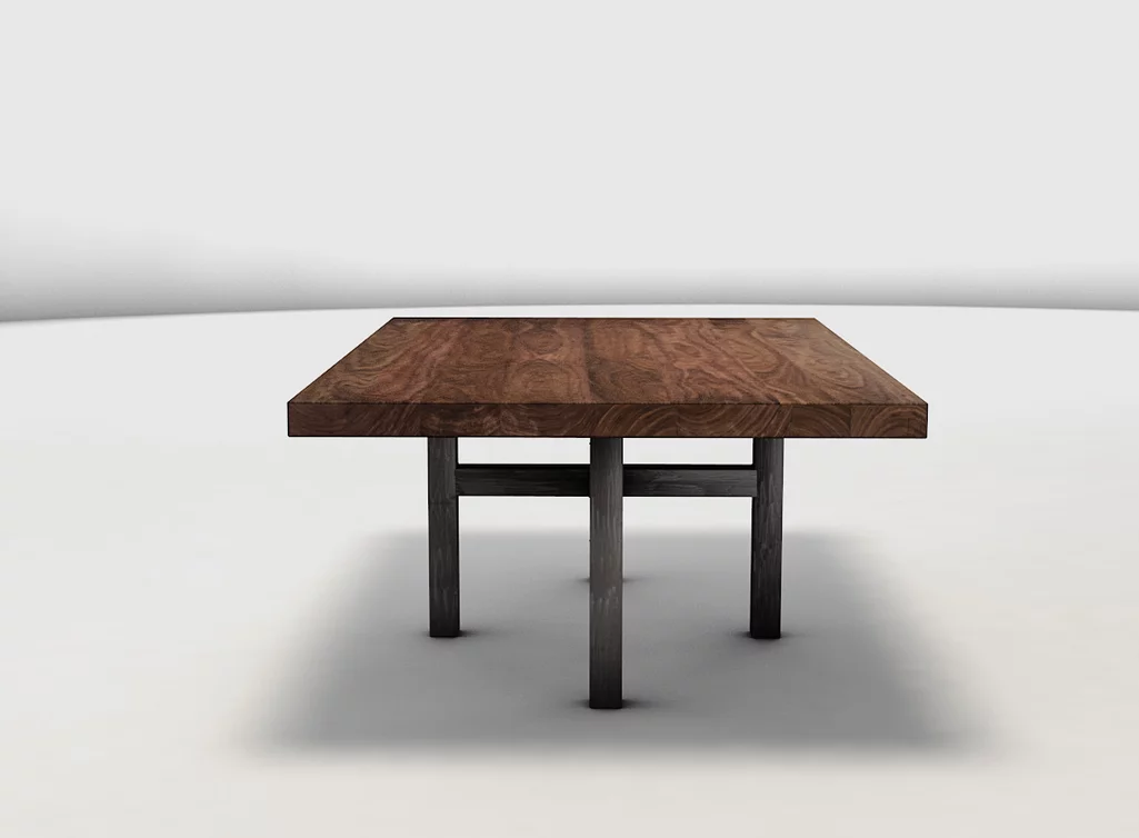 Nussbaum Couchtisch mit Stahl Vierkantrohr Gestell nach deinen Maßen gefertigt