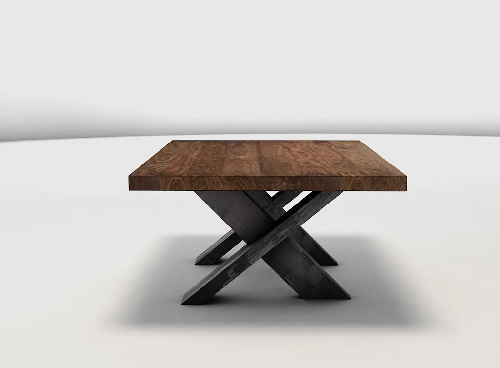 Nussbaum Stahl Couchtisch nach Maß mit einem modernen Design