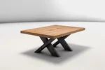 Holz Couch-Tisch aus Buche und X-förmigen Untergestell aus Stahl - MAC101-C
