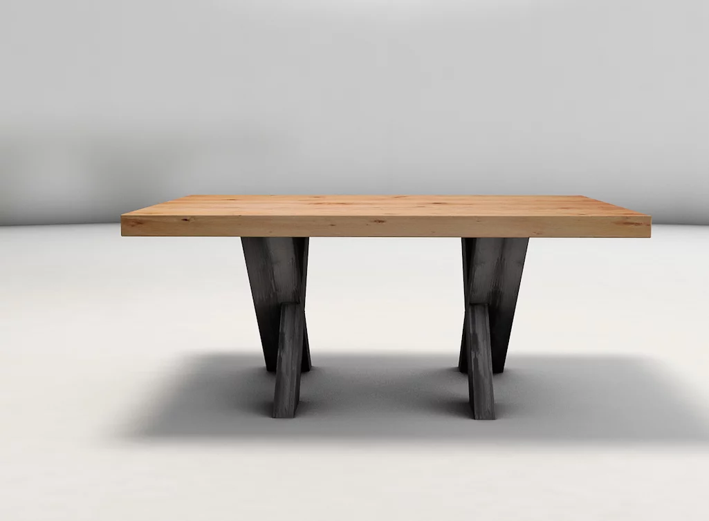 Holz-Metall Couchtisch aus Buche und Stahl nach deinen Maßen konfigurierbar