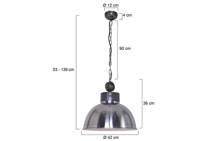 Skizze Maße Esszimmer Lampe aus Metall.