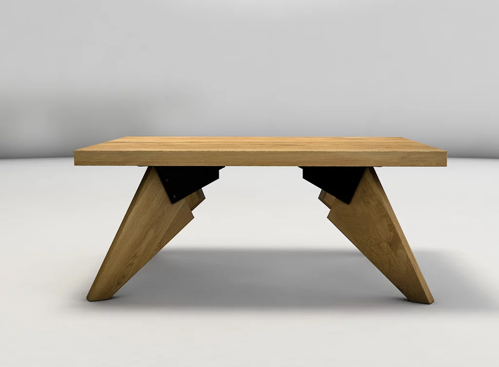 Stylischer Wohnzimmertisch mit schräg gefertigten Tischfüßen