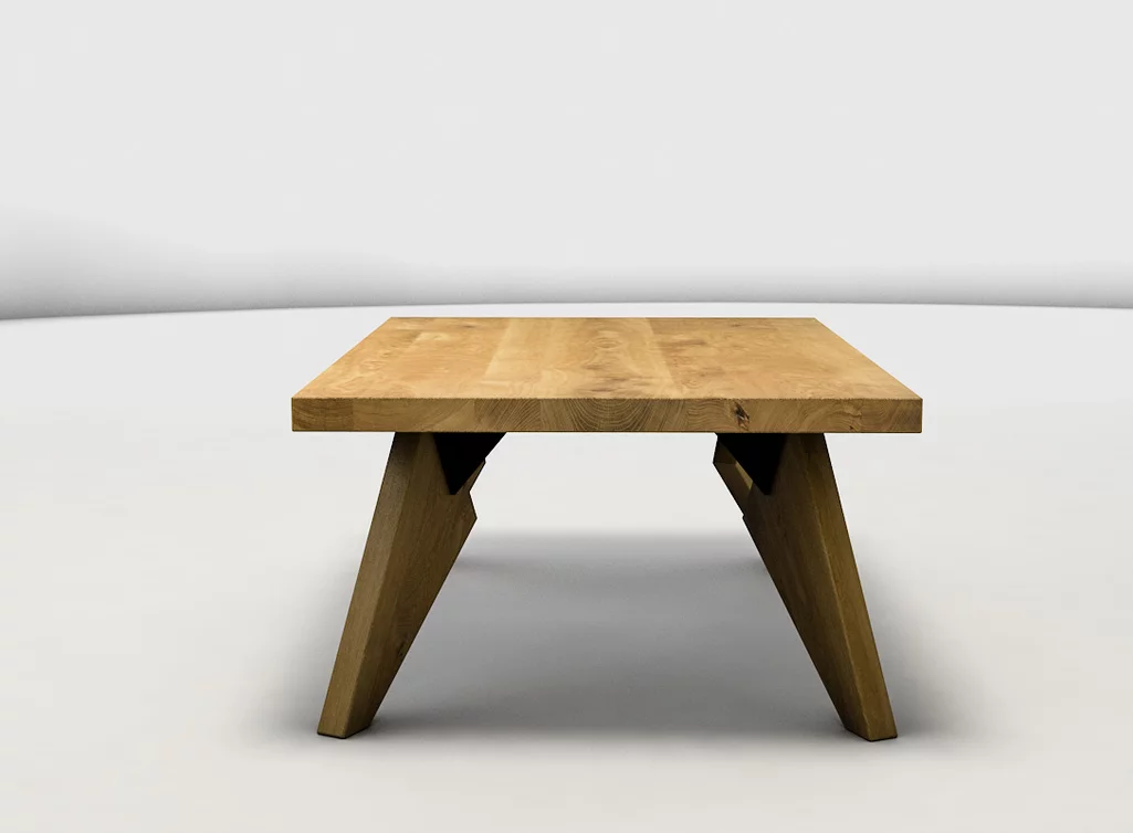 Eiche Couchtisch nach Maß mit Tischbeinen aus Echtholz und Haltern aus Stahl