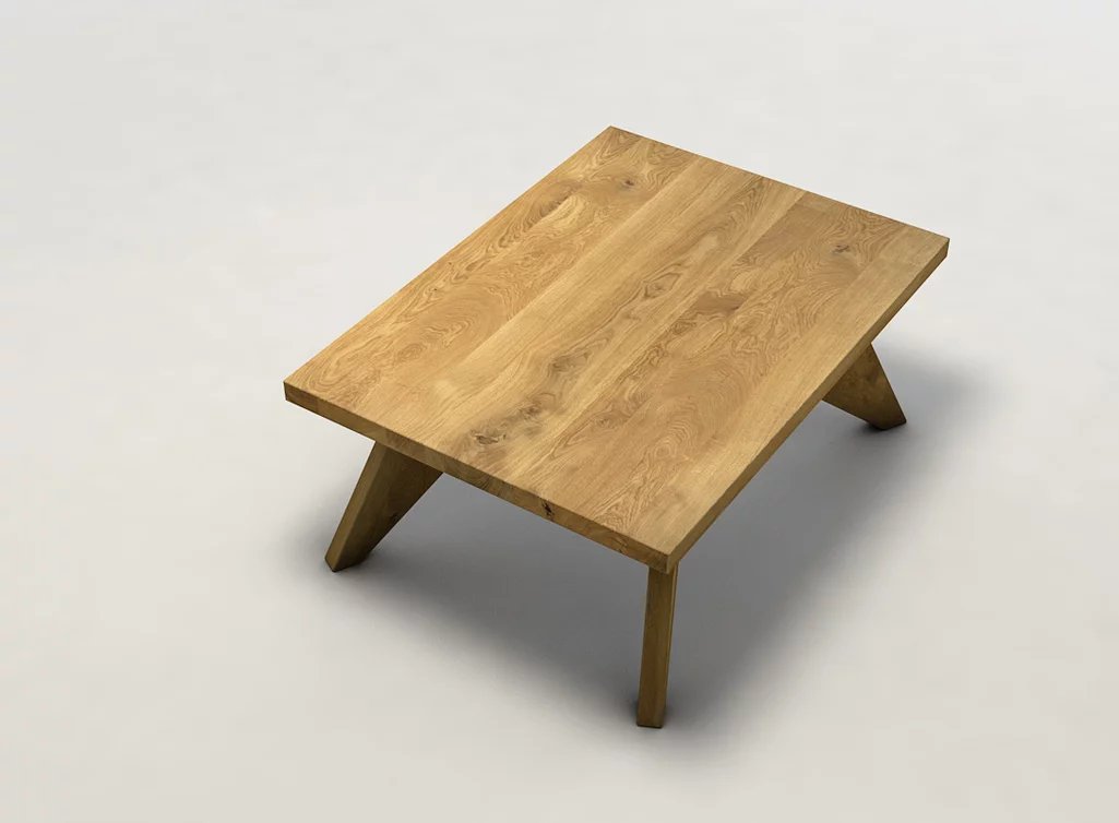 Massiver Eiche Couchtisch mit einer Tischplatte aus astreichem Echtholz