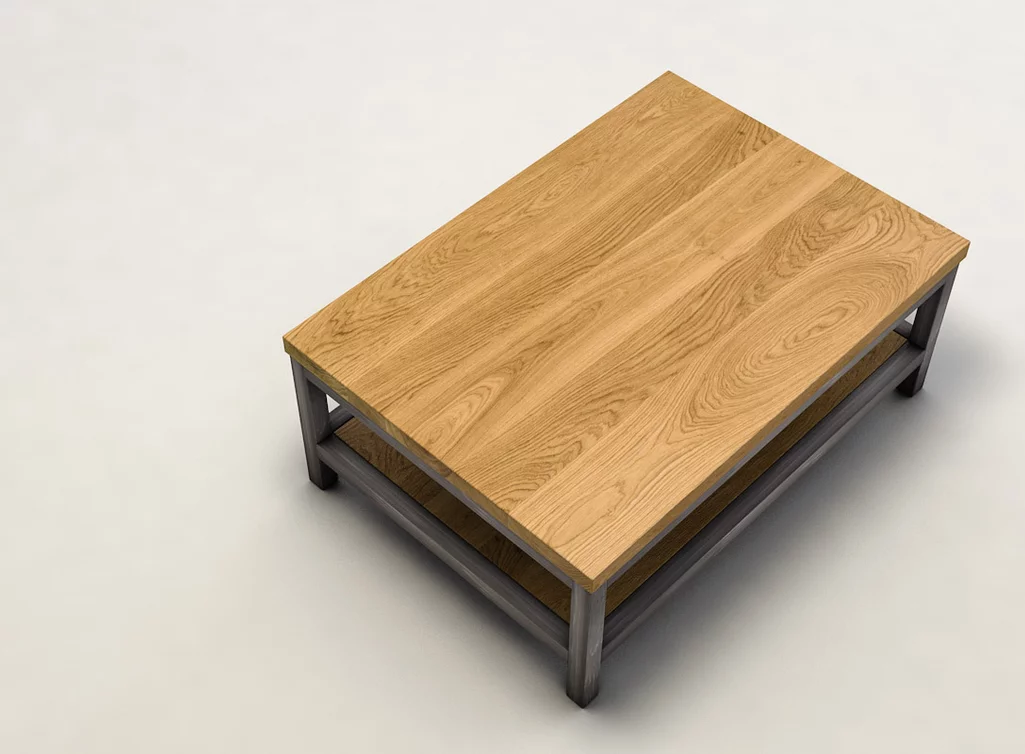 Couchtisch mit Ablagefach und Massivholz Tischplatten aus Eiche weitgehend astfrei