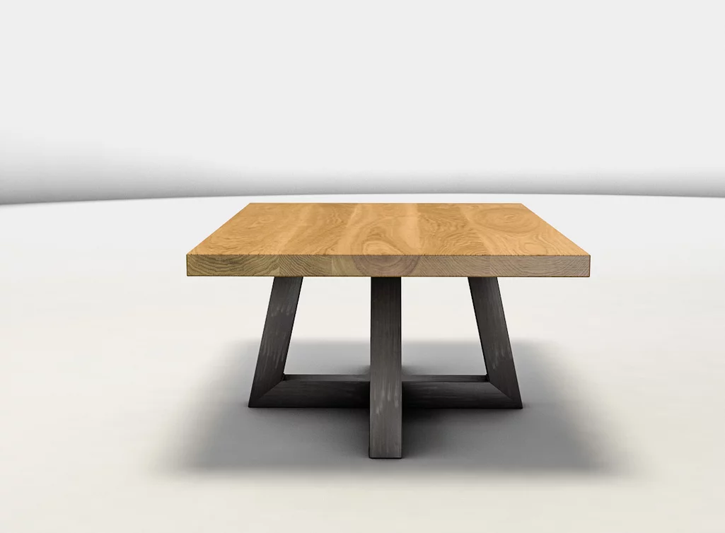 Eiche Couchtisch nach Maß mit Tischplatte vier Zentimeter stark und geraden Kanten