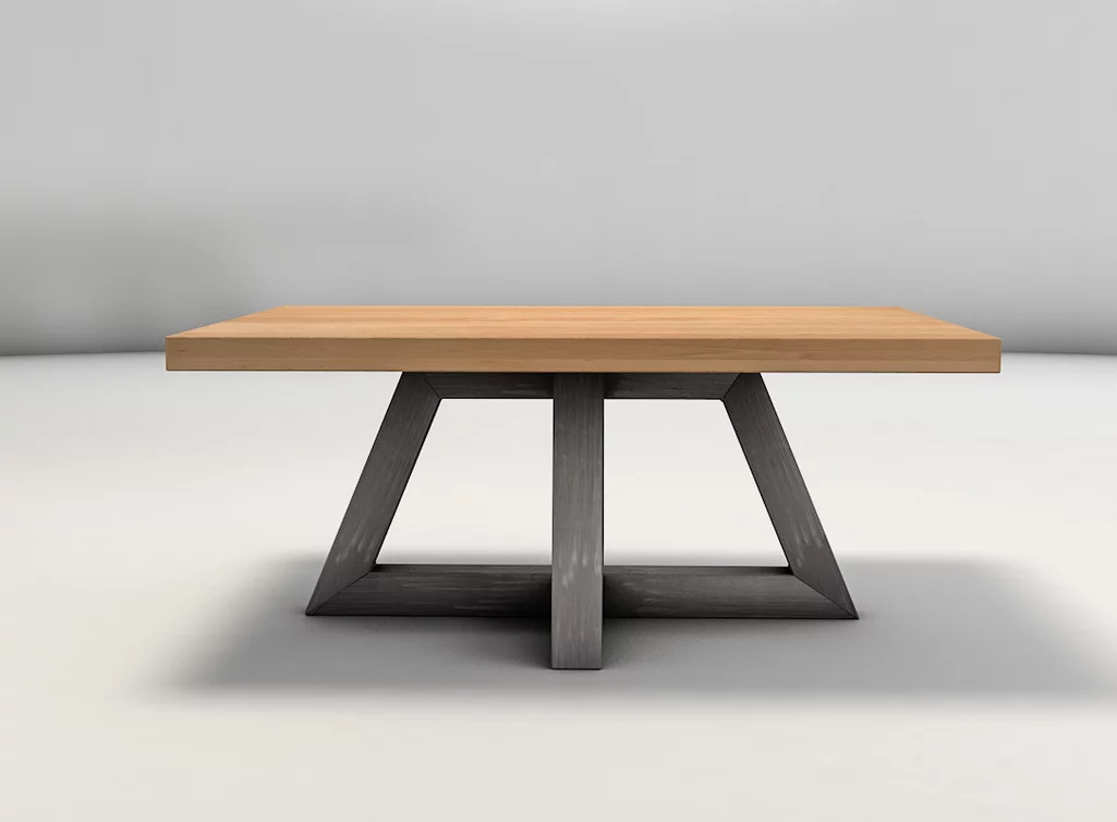 Mittelfuß Couchtisch aus Buche und Metall nach Deinen Maßen produziert