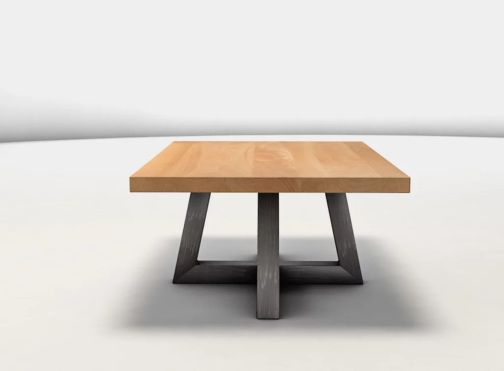Buchenholz Couchtisch nach Maß mit Massivholzplatte mit geraden Kanten gefertigt