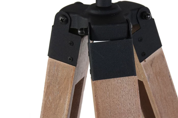 Detailansicht: Industriedesign Stehlampe Holz und Metall
