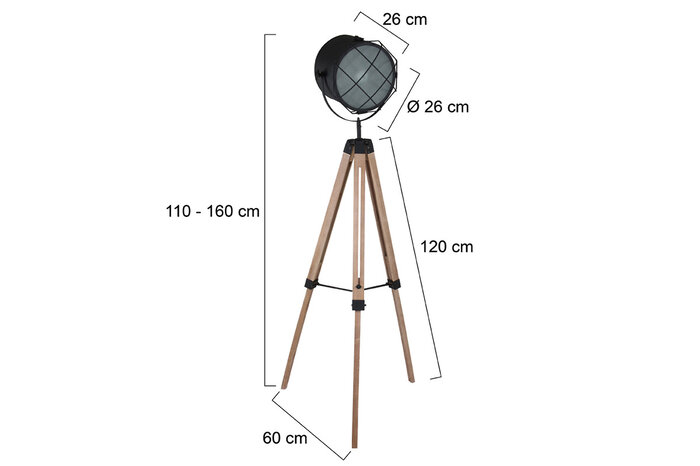 Industriedesign Stehlampe Skizze Maße