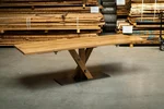 Eiche Massivholz Esstisch mit Ansteckplatte und Mittelfuß Tischuntergestell - THY10-T