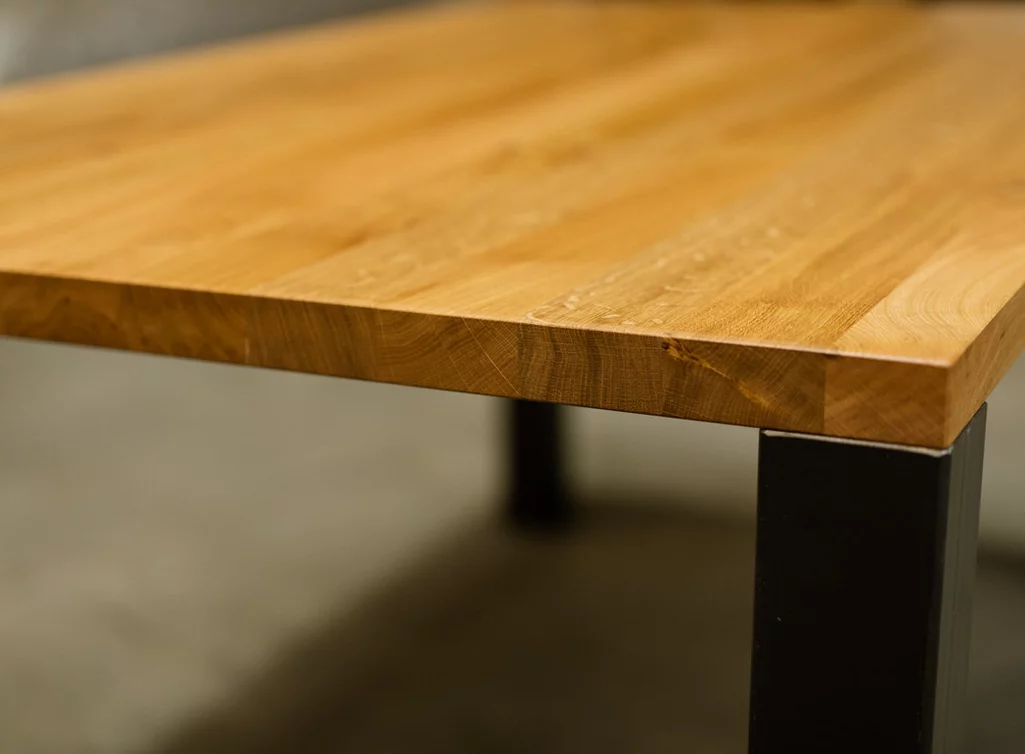 Eiche Esstisch mit Verlängerung - Tischplatte  mit geraden Kanten