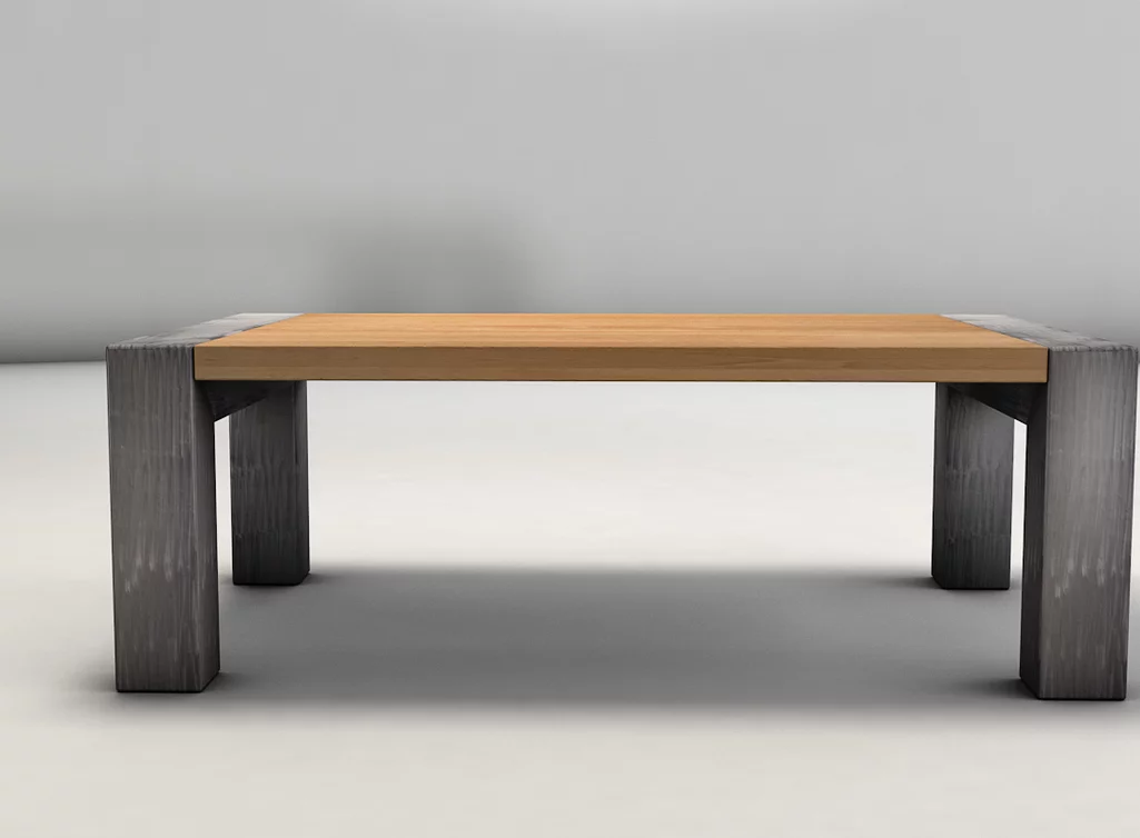 Buchenholz-Stahl Couchtisch nach Maß gefertigt