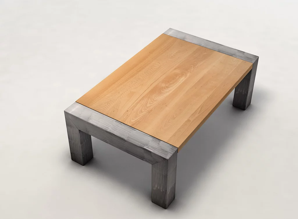 Buchenholz Couchtisch nach Maß mit Tischplatte weitgehend ast- und splintfrei