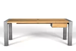 Massivholz Schreibtisch aus Eiche mit verschiedenen Ausstattungen zur Auswahl.