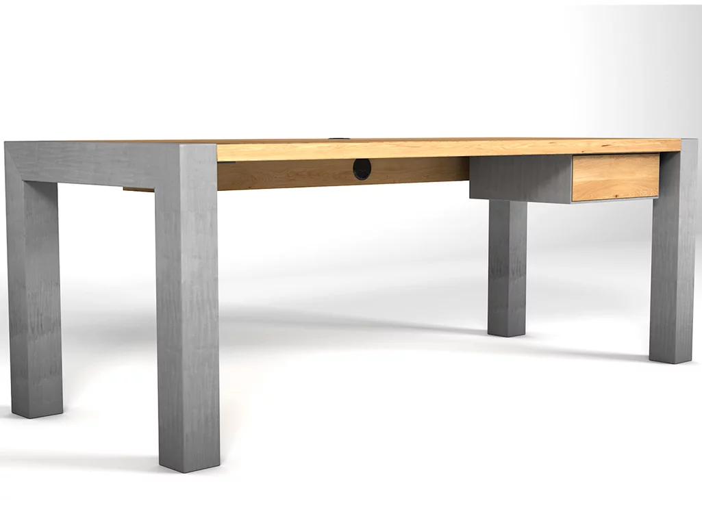 Schreibtisch nach Maß aus Eichenholz einfach selbst nach deinen Bedürfnissen planen.