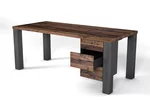 Industriedesign Schreibtisch aus Nussbaumholz mit verschiedenen Ausstattungen
