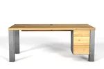 Schreibtisch Massivholz Eiche mit verschiedenen Ausstattungen