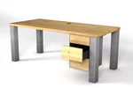 Schreibtisch Eiche geölt mit Stahlbeinen kombiniert