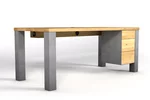 Eiche Schreibtisch mit Astanteil und Stahlbeinen nach Maß
