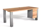 Buche Schreibtisch astfrei mit Stahl Tischbeinen nach Maß gefertigt