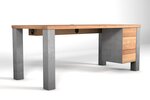 Buche Schreibtisch auf Maß kombiniert mit Stahlelementen