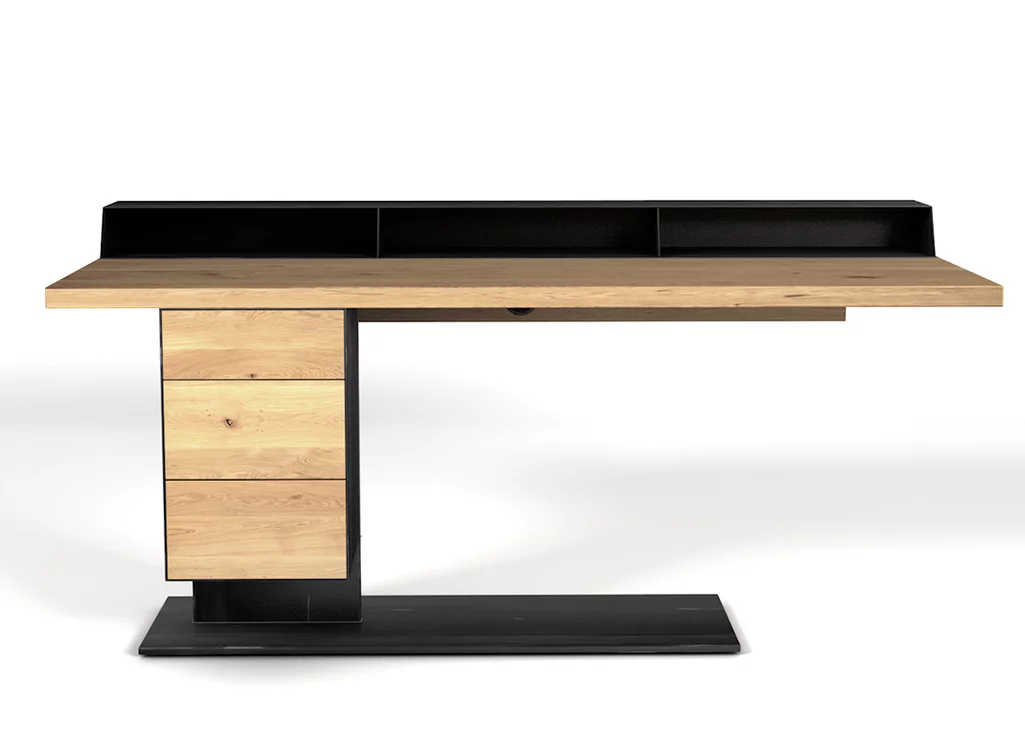 PC Schreibtisch aus Massivholz Eiche einfach selbst konfigurieren.