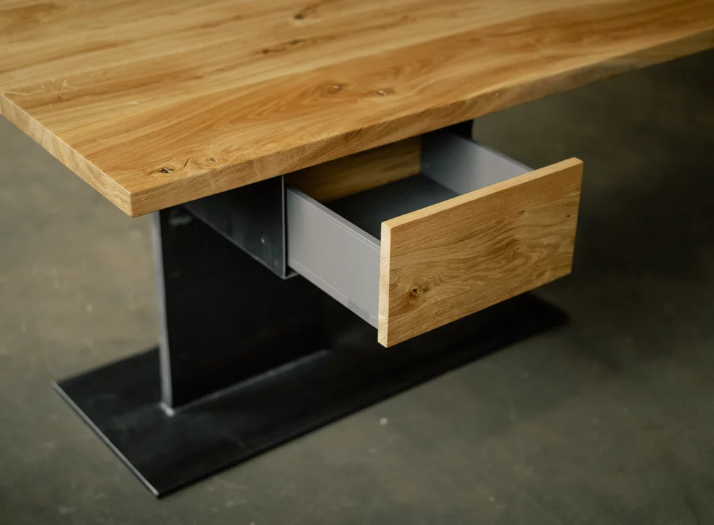 AFL2452 massiver Schreibtisch aus Holz mit Container