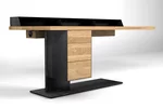 Schreibtisch Massivholz Eiche kombiniert mit einem Stahlgestell