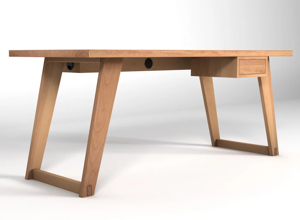 Massivholz Bürotisch aus Buche in astfreier Qualität auf Maß Massivholz Bürotisch aus Buche in astfreier Qualität auf Maß