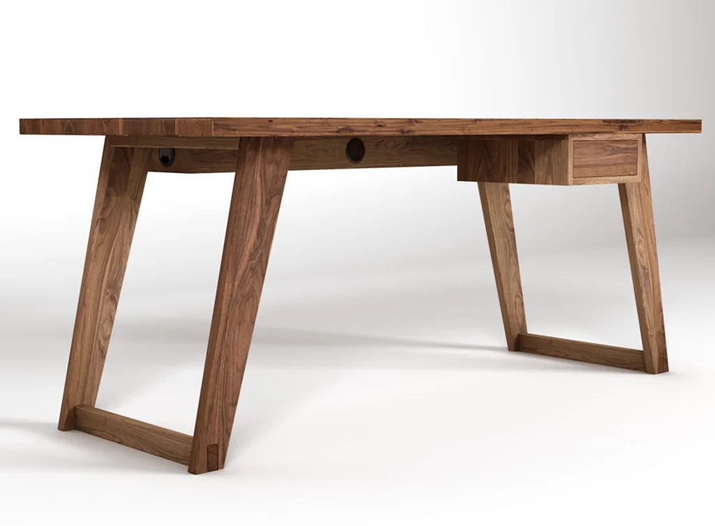 Schreibtisch Nussbaum massiv einfach selbst konfigurieren