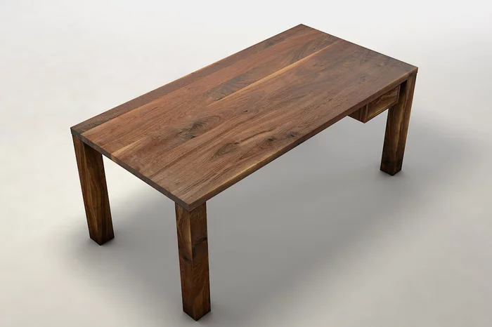 ACA848-ST Nussbaum Massivholz Schreibtisch mit Ast- und Splintholzanteil