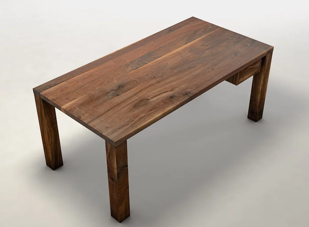 ACA848-ST Nussbaum Massivholz Schreibtisch mit Ast- und Splintholzanteil