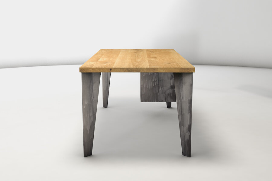 Massiver Schreibtisch aus Eichenholz mit Ast 4cm nach Maß : Holzpiloten
