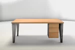 Buche Schreibtisch mit Stahlbeinen und Schubladencontainer konfigurierbar