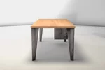 Buchenholz Schreibtisch mit Massivholzplatte und konisch zulaufenden Stahlbeinen
