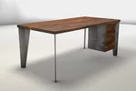 Nussbaum Schreibtisch mit Echtholz Schreibtischplatte - DHL7H-ST