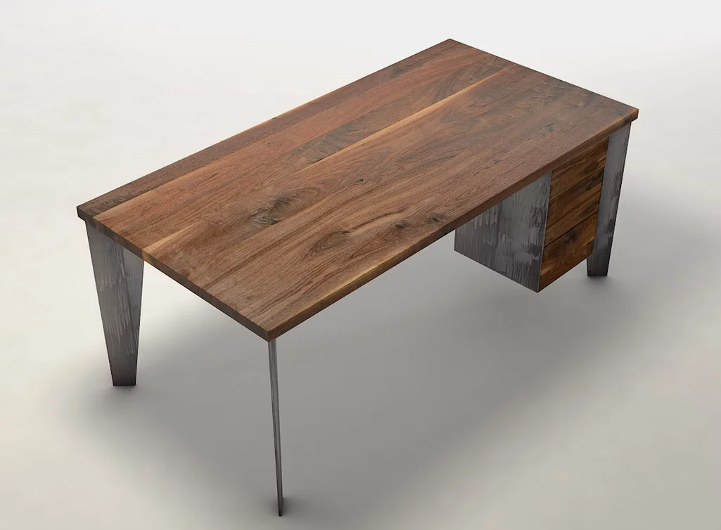 Nussbaum Schreibtisch - Tischplatte mit Ast- und Splintholzanteil DLH7H-ST