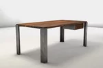 Schreibtisch aus Nussbaum mit massiven Stahlbeinen - EWG171-ST
