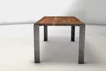 Massiver Schreibtisch - Dunkles Holz vom Nussbaum kombiniert mit Stahlbeinen