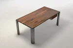 Schreibtisch aus Nussbaum Massivholz mit Stahlbeinen nach Maß EWG171-ST