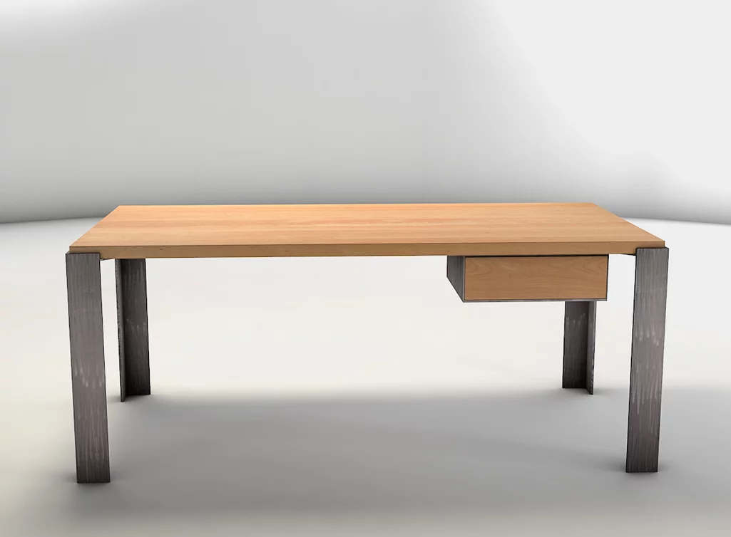 Computer-Schreibtisch aus Buche mit Schubkasten gefertigt