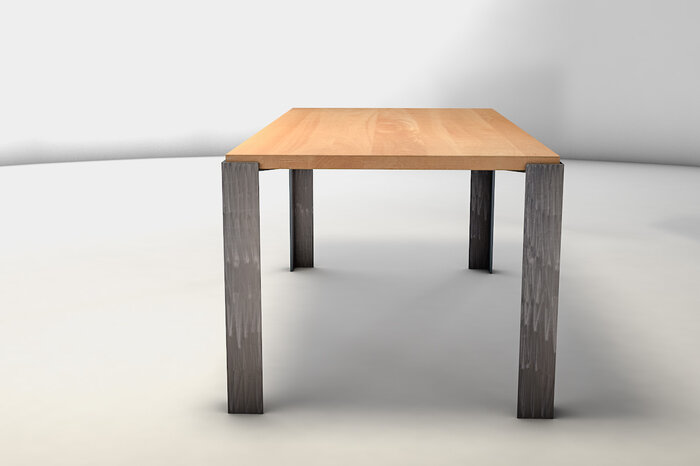 Schreibtisch aus Buchenholz mit Metallbeinen aus massivem Stahl