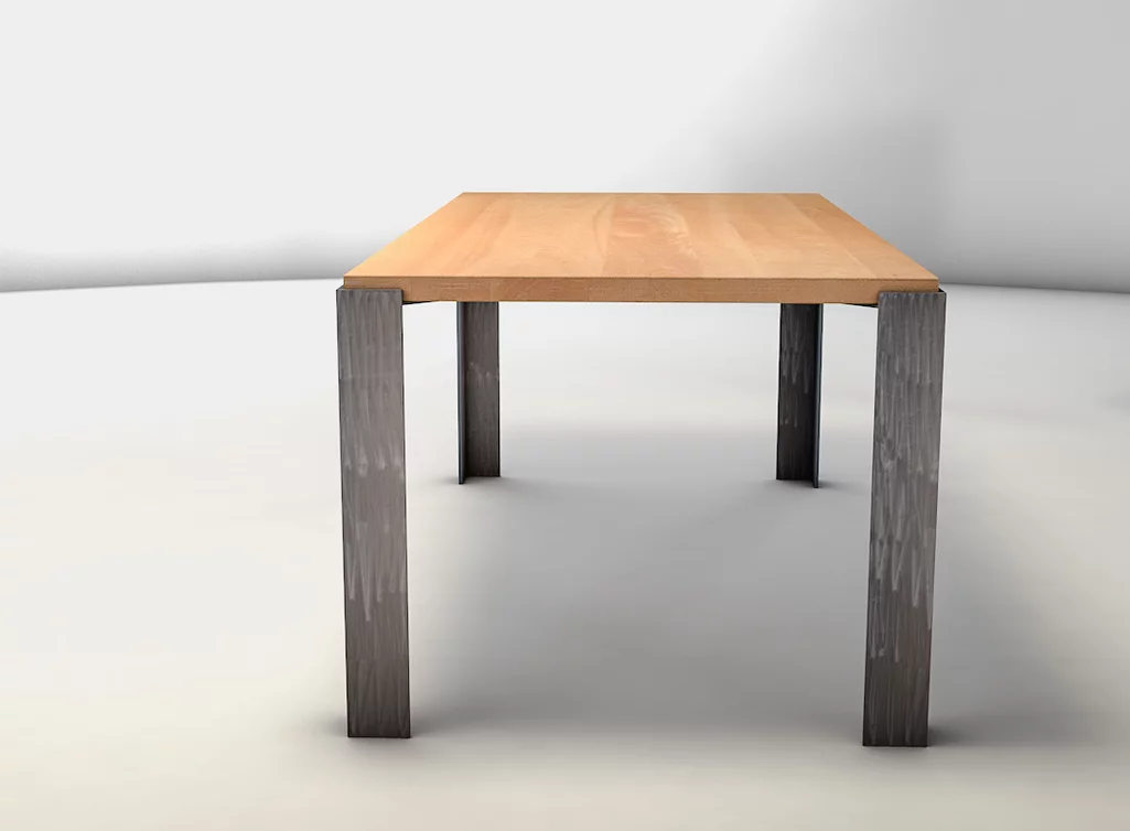 Schreibtisch aus Buchenholz mit Metallbeinen aus massivem Stahl