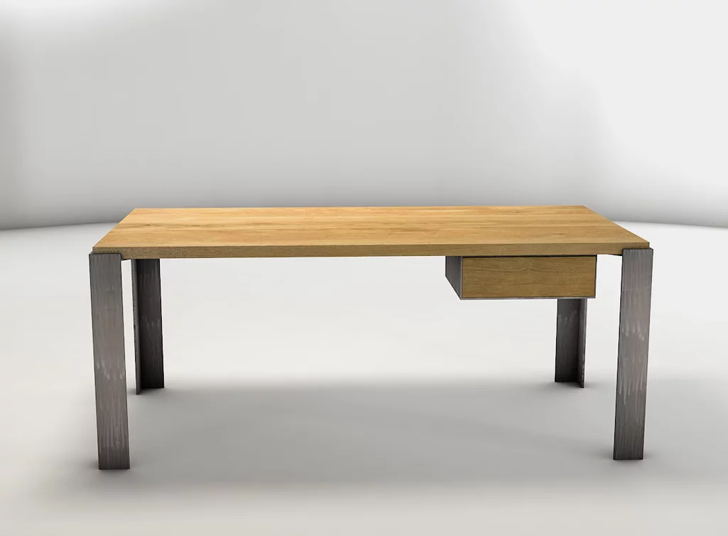 Eichenholz-Schreibtisch wahlweise mit Schublade Kabelkanal und Bildschirmständer Eichenholz-Schreibtisch wahlweise mit Schublade Kabelkanal und Bildschirmständer