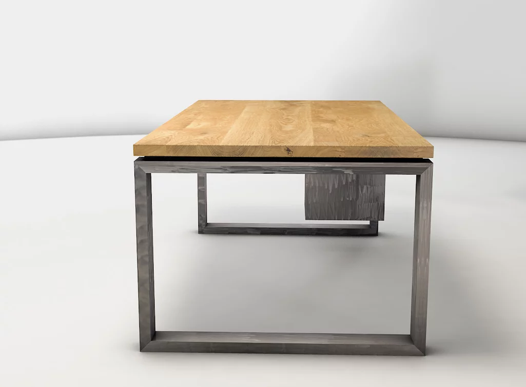 Schreibtisch aus Echtholz Eiche und Stahl nach deinen Maßen gefertigt