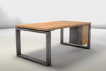 Buchenholz Computertisch aus Echtholz mit Metallkufen aus Stahl - LH837-ST